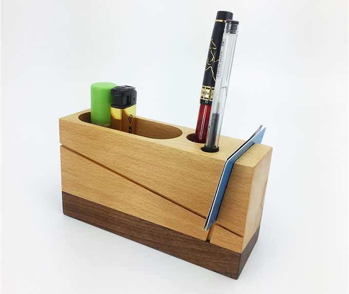  Wooden Multi-Function Desk Organizer for Pen/Pencil,Business Card 