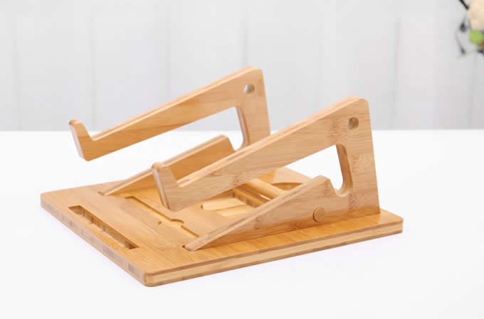 Folding Wooden Desktop Stand With Base for Tablet Laptop Macbook Air or Pro