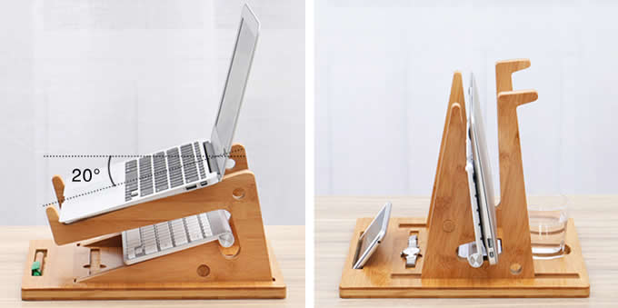 Folding Wooden Desktop Stand With Base for Tablet Laptop Macbook Air or Pro