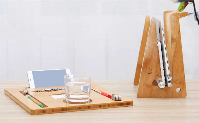 Folding Wooden Desktop Stand With Base for Tablet Laptop Macbook Air or Pro