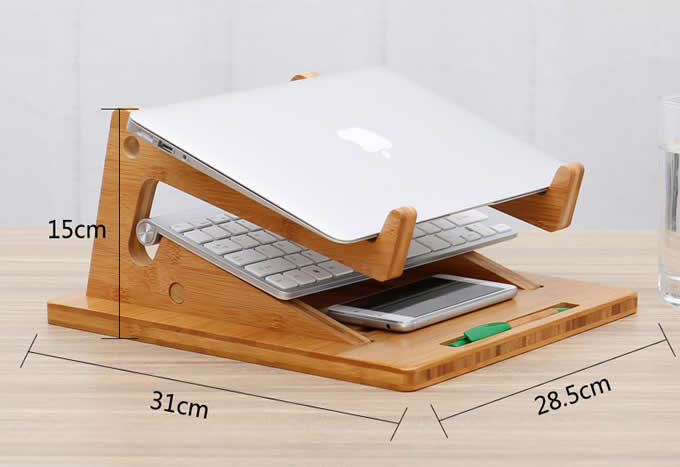 Folding Wooden Desktop Stand With Base for Tablet Laptop Macbook Air or Pro