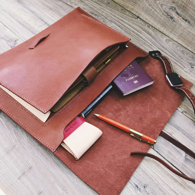 Handmade Genuine Leather Macbook Case Sleeve Portfolio 