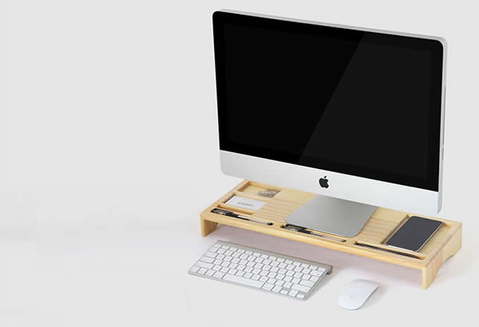 Wooden Unibody Monitor / iMac Stand Desk Organizer