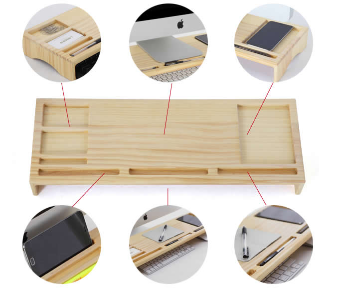 Wooden Unibody Monitor / iMac Stand Desk Organizer