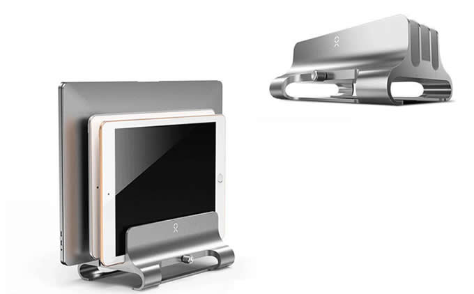 Adjustable 3 Slot Aluminum Desktop Holder Fit Notebooks and Tablets, 