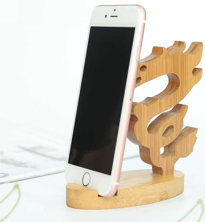 Bamboo Animal Shaped Mobile Phone iPad Holder Stand