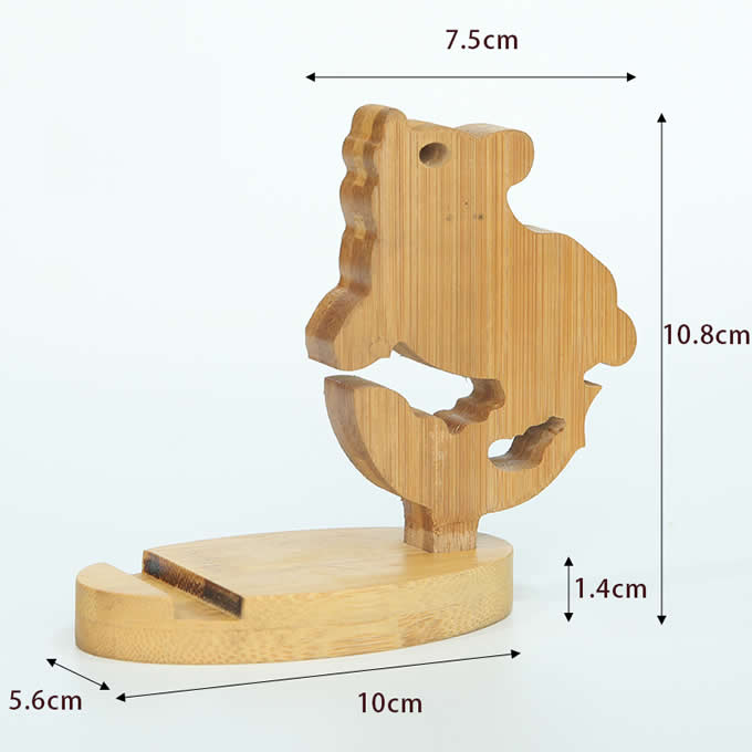 Bamboo Animal Shaped Mobile Phone iPad Holder Stand