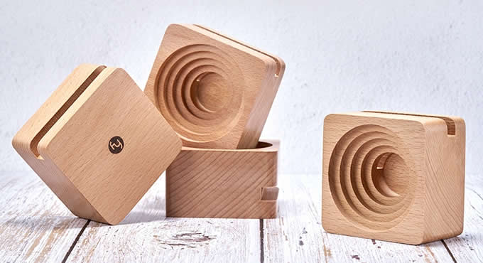 Bamboo Wood Phone Dock with Sound Amplifier