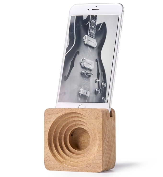 Bamboo Wood Phone Dock with Sound Amplifier