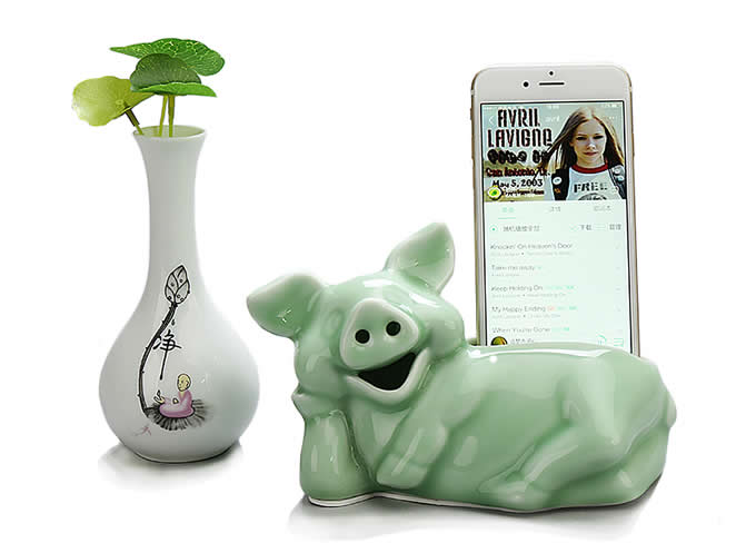  Ceramic Pig Acoustic Amplifier Stand Speaker for iPhone 5/6