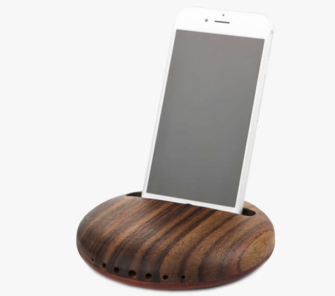 Wooden Cell Phone Sound Amplifier  Desk Stand Holder Docking Station