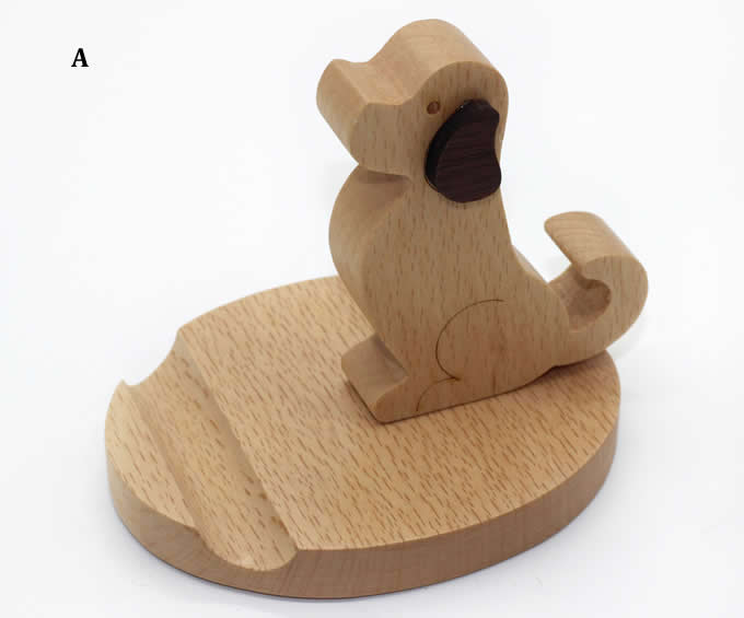 Wooden Dog Shaped Mobile Phone iPad Holder Stand