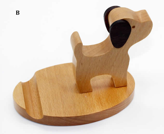 Wooden Dog Shaped Mobile Phone iPad Holder Stand