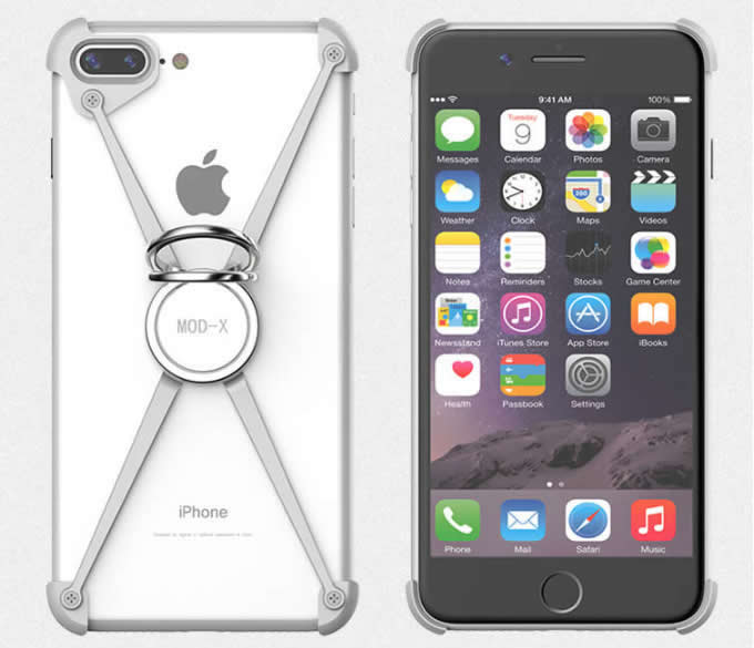  Aluminum Bumper Frame Case With Ring Grip Stand  for iPhone 8/8 Plus/7/7 Plus/6/6 Plus/6S/6S Plus