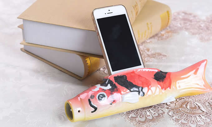  Fish Style Ceramic Speaker Sound Amplifier Stand Dock for SmartPhone