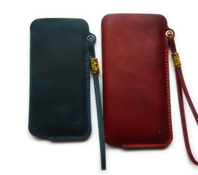  Genuine Leather  Phone Pouch with Strap for iPhone  8 8 Plus 7 7 Plus 