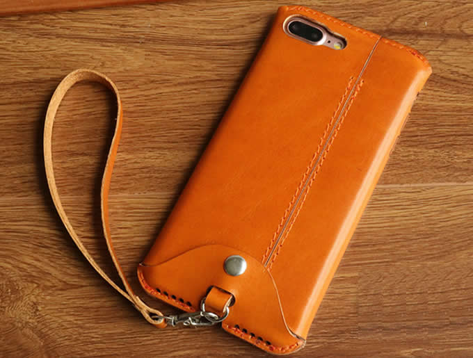 Handmade Genuine Leather Case Cover with Strap For Iphone 6 6S 6Plus 6S Plus 7 7Plus