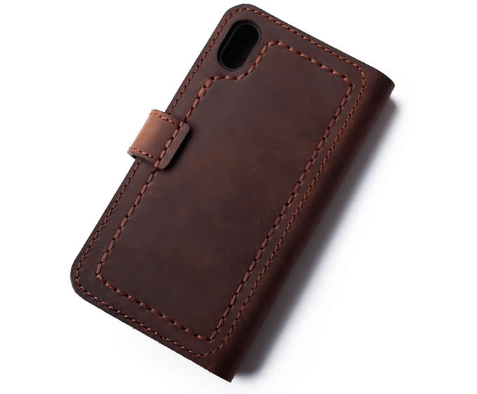 Handmade Genuine Leather Phone Wallet Case with Card Slots For iPhone xs max