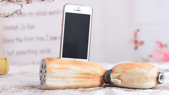  Lotus Root Style Ceramic Speaker Sound Amplifier Stand Dock for SmartPhone