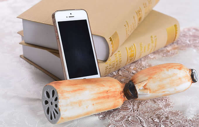  Lotus Root Style Ceramic Speaker Sound Amplifier Stand Dock for SmartPhone