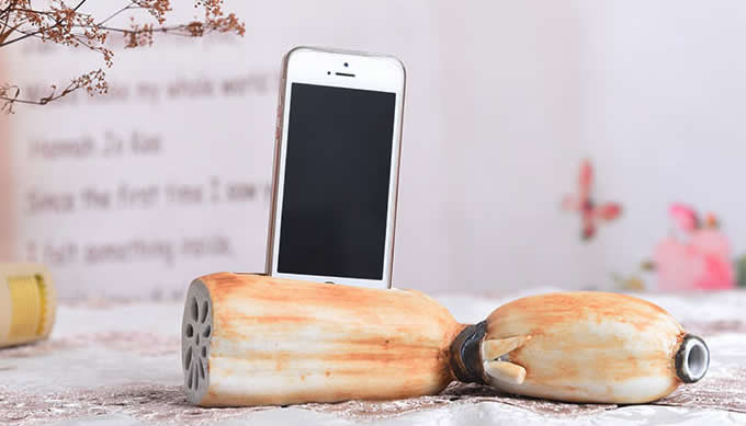  Lotus Root Style Ceramic Speaker Sound Amplifier Stand Dock for SmartPhone