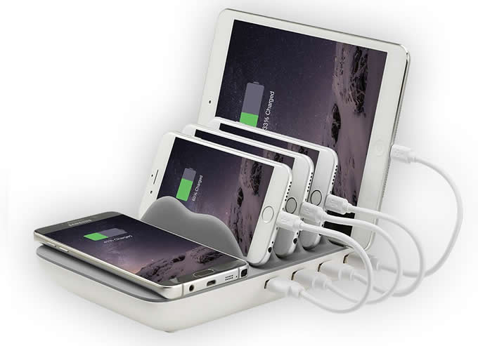  Multi-Device Charging Stand Docks with 4-Port USB Charger for Universal Smart Phones and Tablets 
