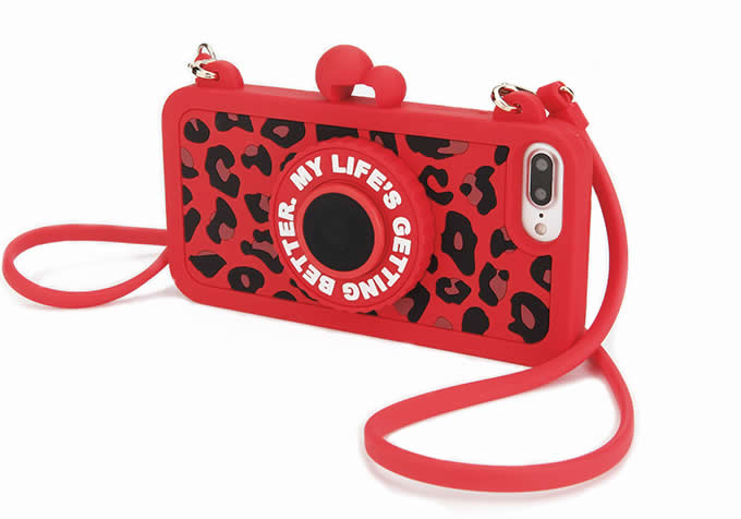    Retro Camera Soft Silicone Case For iPhone 7/7 PlUS - Built in Wireless Camera Shutter Selfie Bluetooth Remote