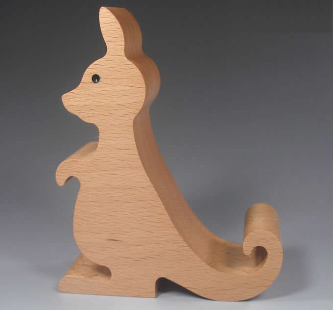   Wooden Kangaroo  Shaped Mobile Phone iPad Holder Stand