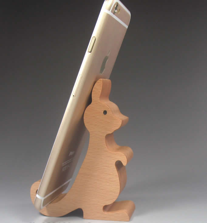   Wooden Kangaroo  Shaped Mobile Phone iPad Holder Stand