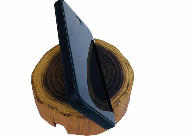 Retro wooden pile shaped wooden mobile phone stand cellphone holder