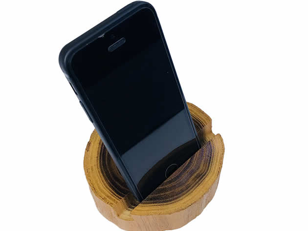 Retro wooden pile shaped wooden mobile phone stand cellphone holder