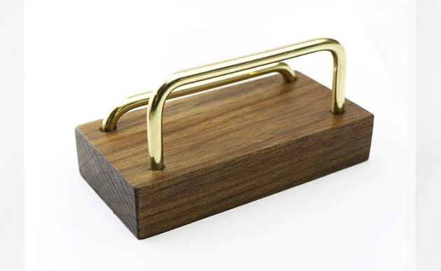 Simple black walnut wood brass cell phone stand phone holder