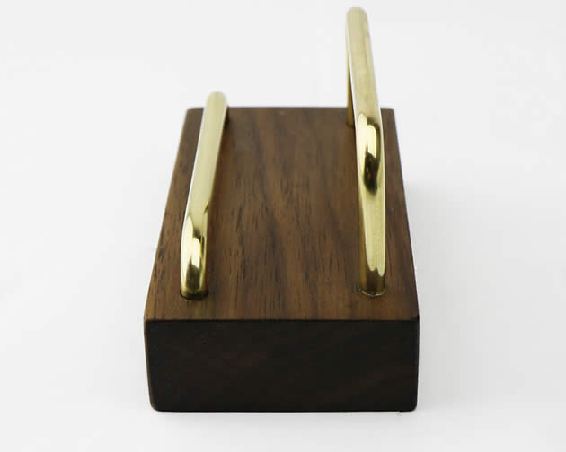 Simple black walnut wood brass cell phone stand phone holder