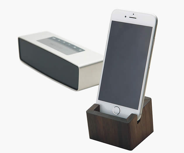 Simple wooden cell phone holder with storage