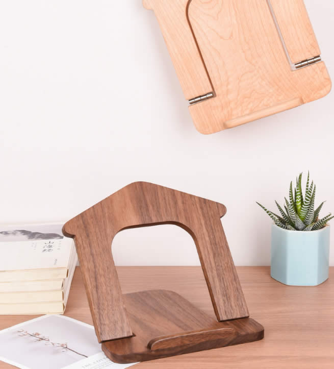 Easy To Carry Wooden Tablet Computer IPAD Holder Reading Stand