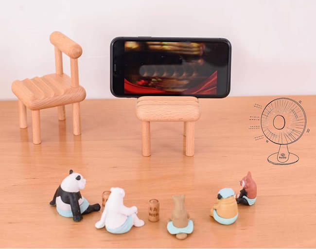 Multi-angle Adjustable Mini Wooden Chair Phone Holder