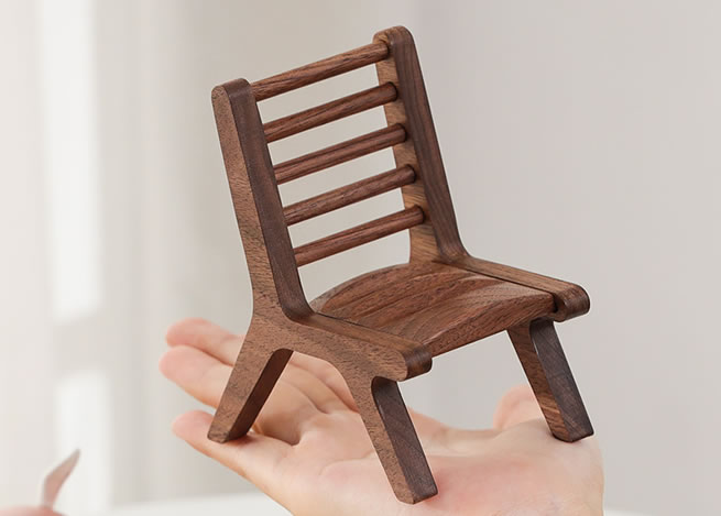 Classic Handmade Wooden Chair Phone Holder Beech Black Walnut