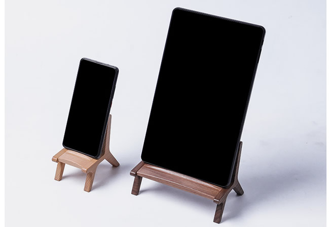 Classic Handmade Wooden Chair Phone Holder Beech Black Walnut