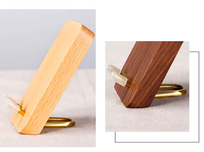 Classic Wood Brass Combined With Mobile Phone Holder Black Walnut Wood Ipad Stand