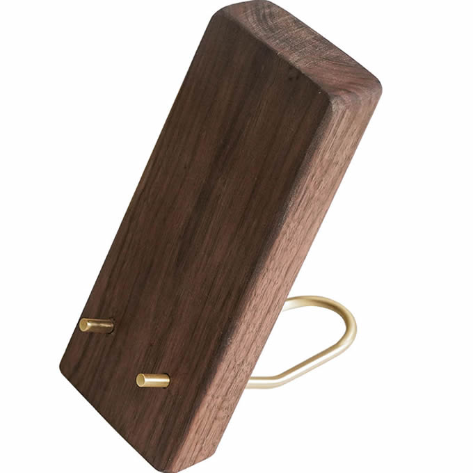 Black Walnut Brass Wood Phone Holder