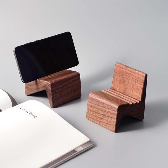 Wooden Black Walnut Sofa Chair Phone Holder