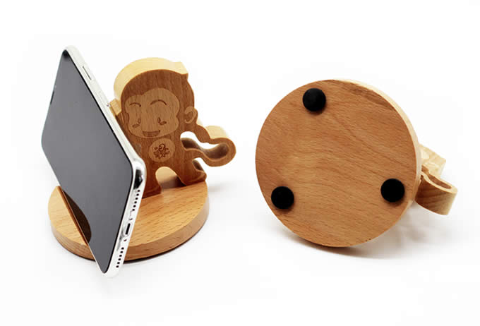 Wooden Cute Monkey Phone Holder