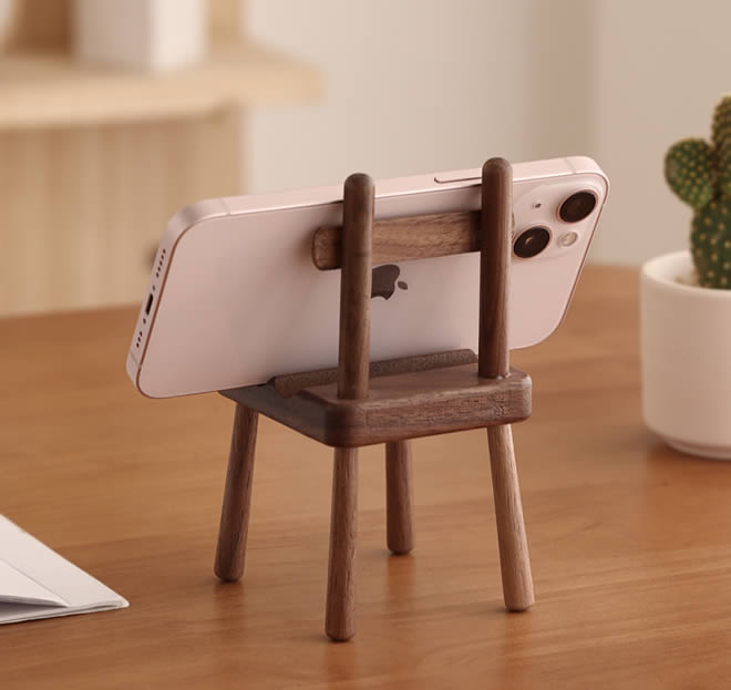 Mini Wooden Chair Shaped Multi-Angle Phone Holder