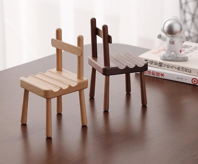 Mini Wooden Chair Shaped Multi-Angle Phone Holder