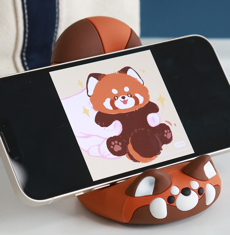 Cute Red Panda Wooden Phone Stand