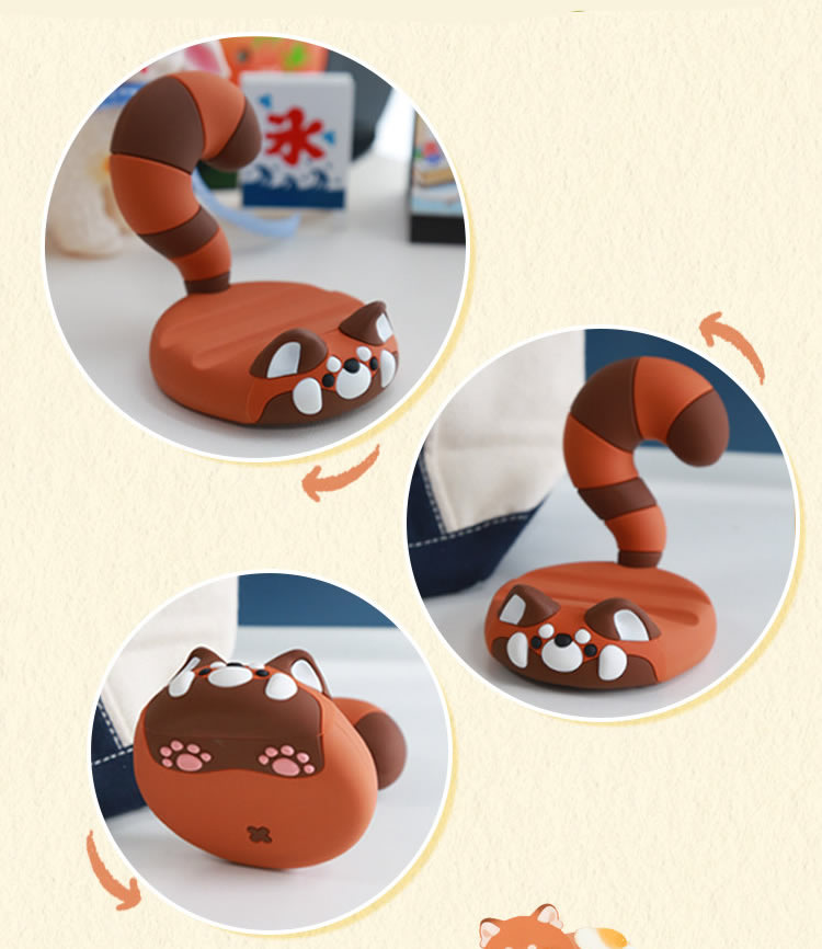 Cute Red Panda Wooden Phone Stand