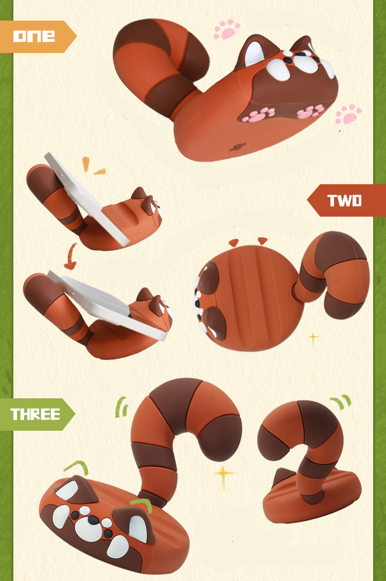 Cute Red Panda Wooden Phone Stand