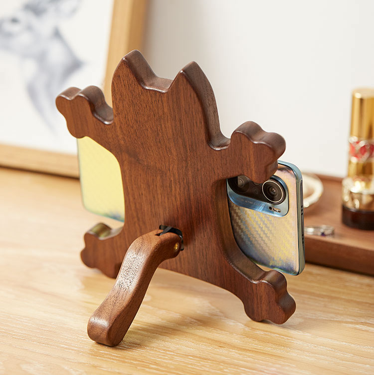 Little-Monster-Surprised-Expression-Black-Walnut-Phone-Holder