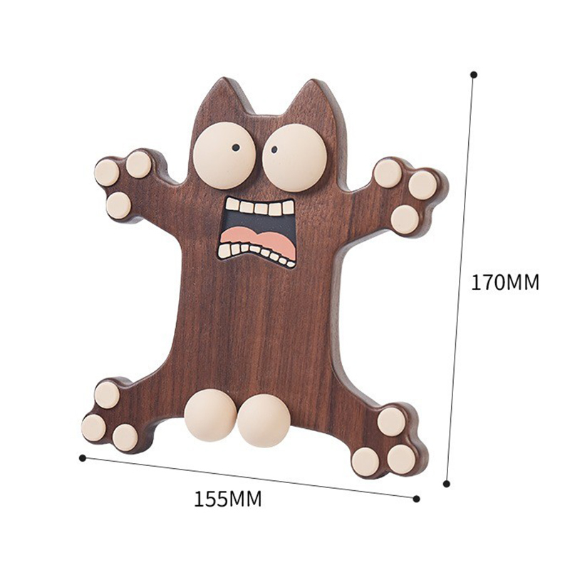 Little-Monster-Surprised-Expression-Black-Walnut-Phone-Holder