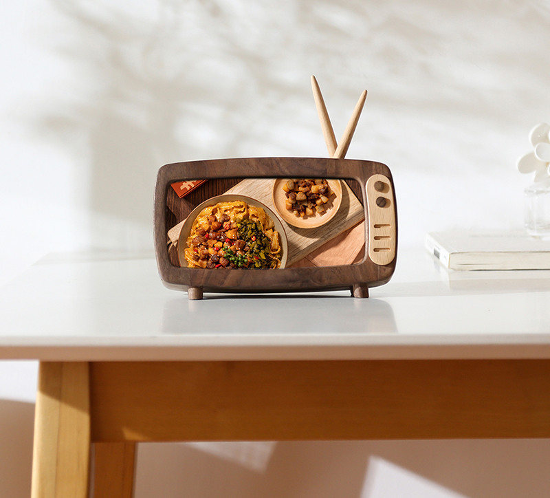 Vintage Black Walnut Tv-Shaped Phone Stand